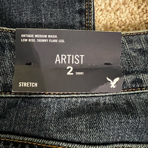 American Eagle jeans (2010) skinny flare leg size 2 short low rise - Picture 3 of 6